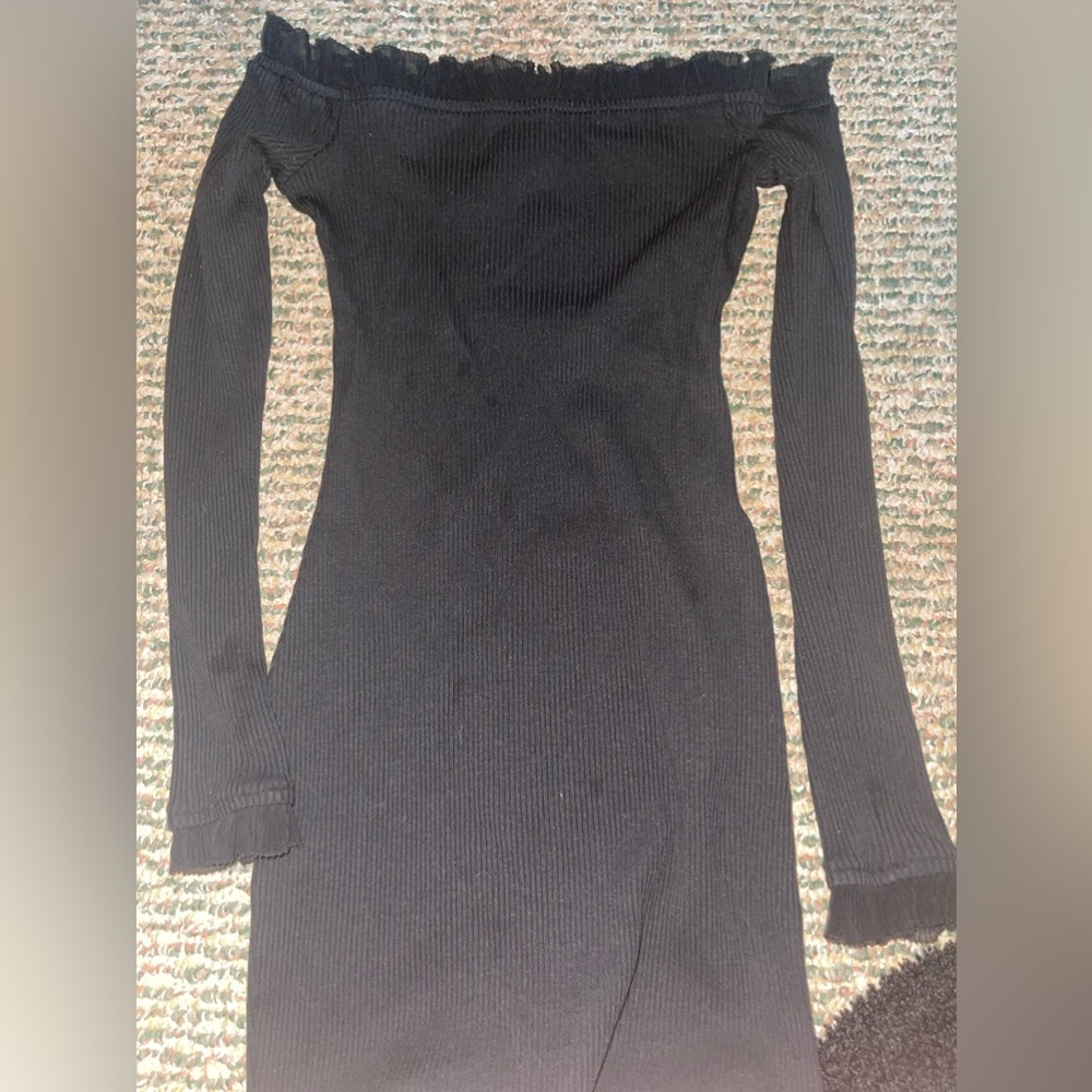 Off the shoulder black cotton dress